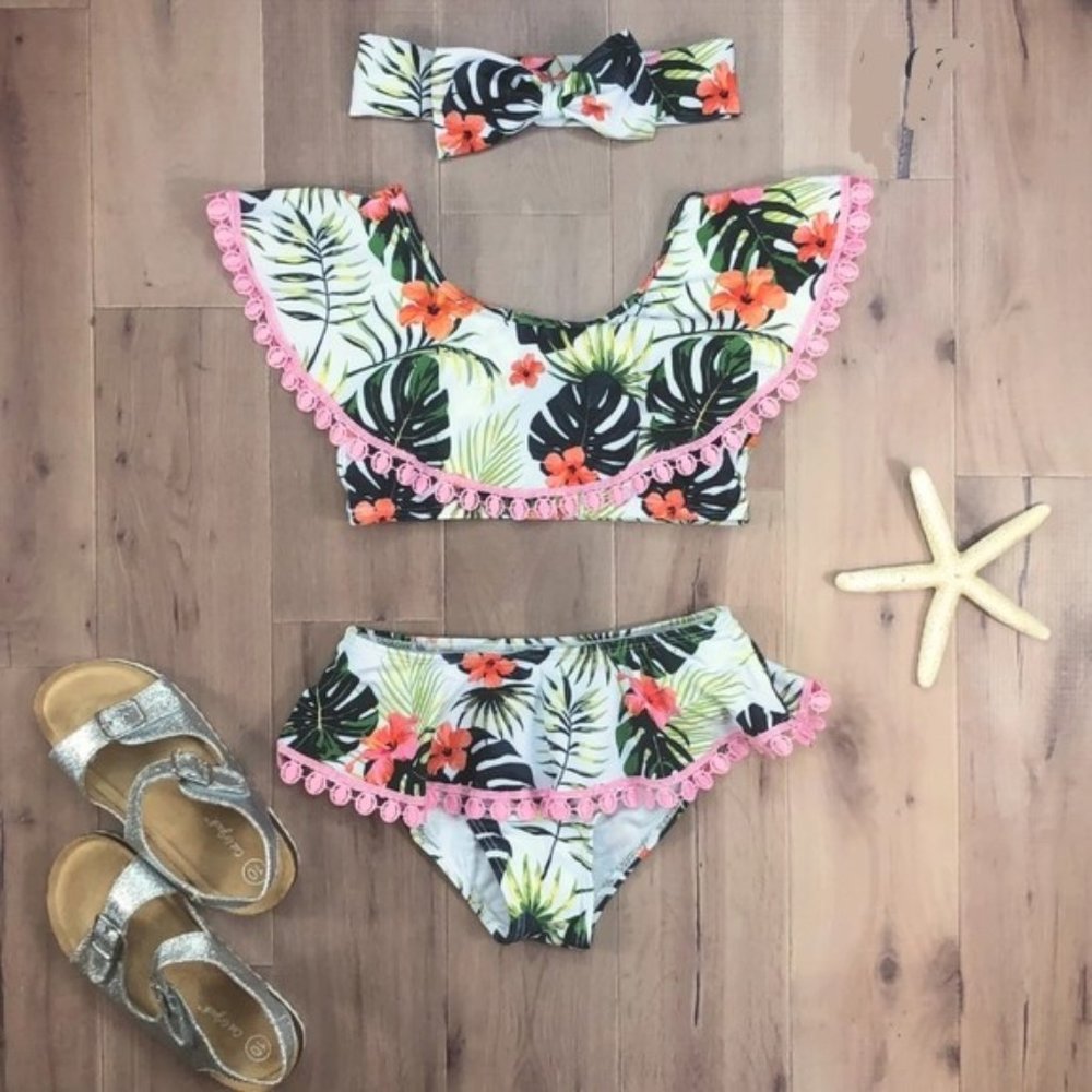 Okie and Lou 3 Piece Tropical Swim Suit